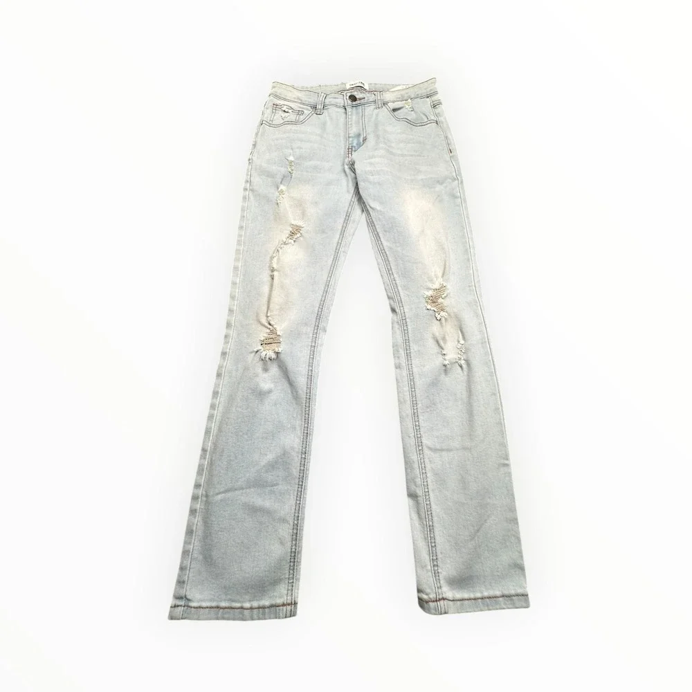 Ring of Fire Jeans Boys‎ Size 12 Light Wash Slim Sustainable Distressed Ripped